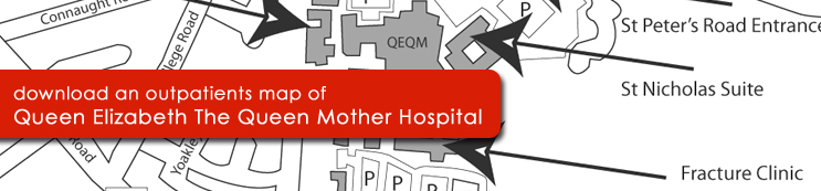Outpatients Map of Queen Elizabeth The Queen Mother Hospital, Margate