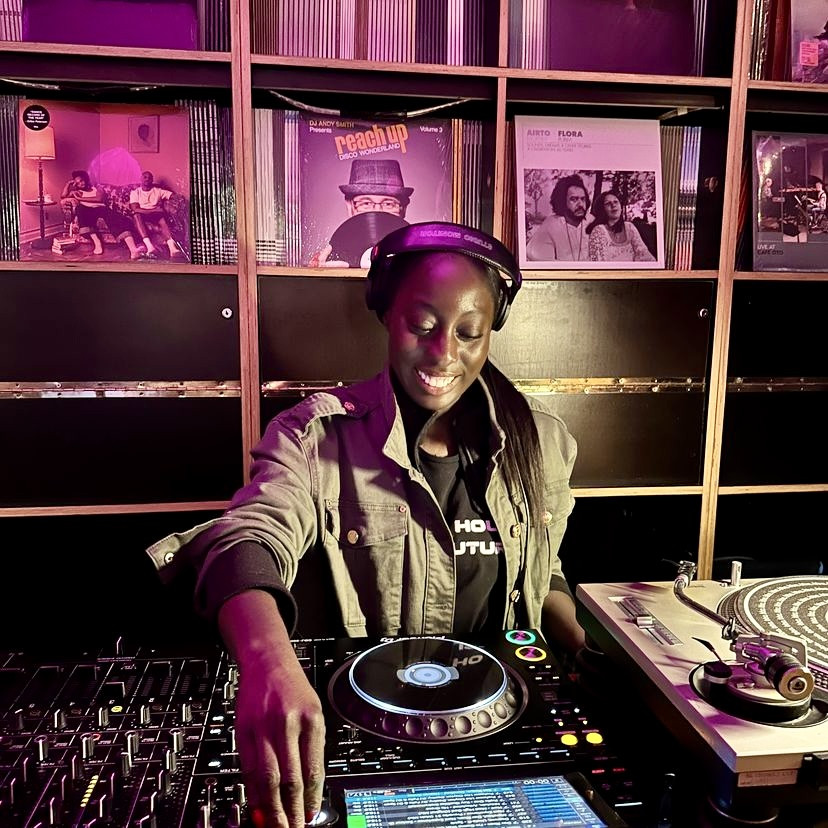 Candice McKenzie at work as a DJ