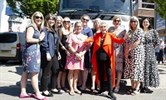 Avatar of Gloria Hunniford with staff from Hope for Tomorrow and East Kent Hospitals. Image shows Gloria standing with a group of people in front of the mobile cancer care  unit
