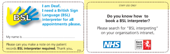 BSL NHS card