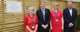 Haemophilia Sister Della Wakelen, Chairman Nicholas Wells, Dr Gillian Evans and Dr Mark Winter at the new patient garden for Haemophilia Centre