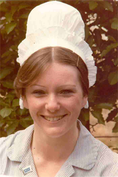 Jackie Coates as a second year student nurse