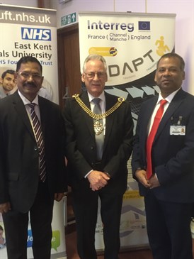 Major General Doctor Fashiur Raham, the Lord Mayor of Canterbury Cllr Terry Westgate, and Dr Mohamed Sakel at the conference 