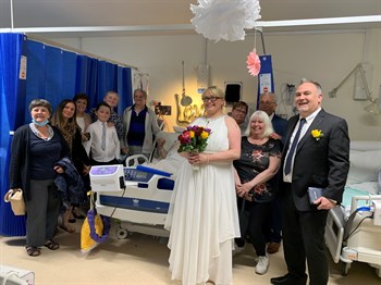 Quex wedding - the couples loved ones were able to attend on the ward