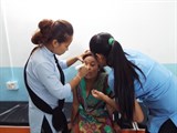 'Tonopens' being used in Nepal to measure pressure in eyes