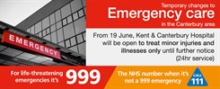 Temporary changes to acute medical take at Kent & Canterbury Hospital