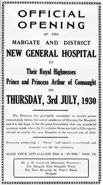 A newspaper advert for the opening of the QEQM hospital in 1930