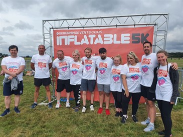 Joanna and Thomas Dixon's team at the start of the obstacle course
