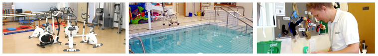 Images of therapy services across East Kent Hosptials including the Physiotherapy gym, hydrotherapy pool and hand therapy room
