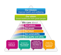 Graphic of our mission, vision and values