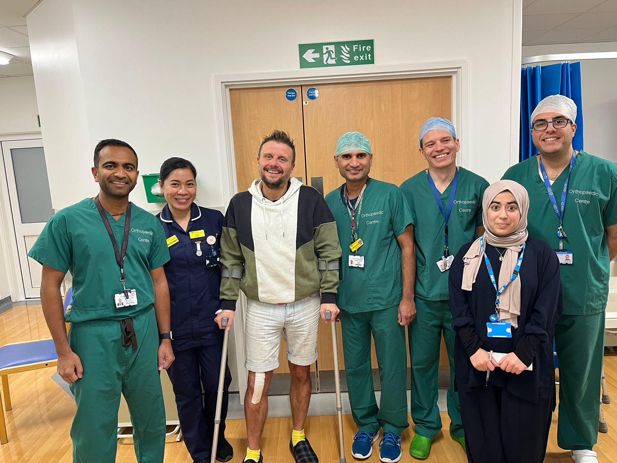 Stephen Wall with some of the team after his knee replacement operation