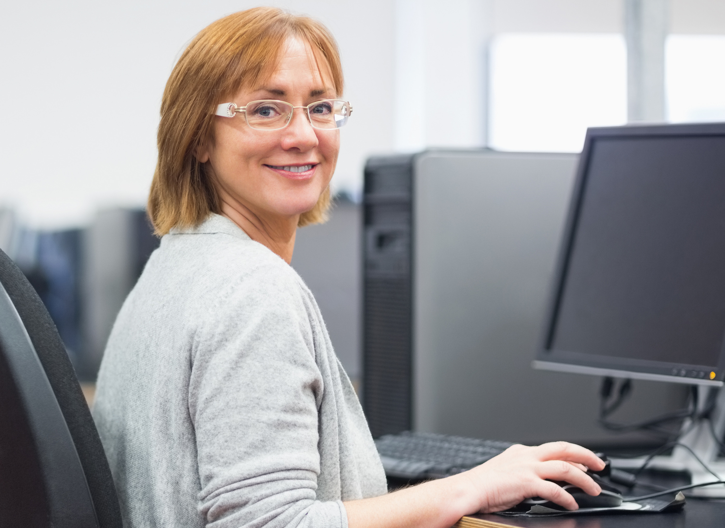 Member of staff using a computer